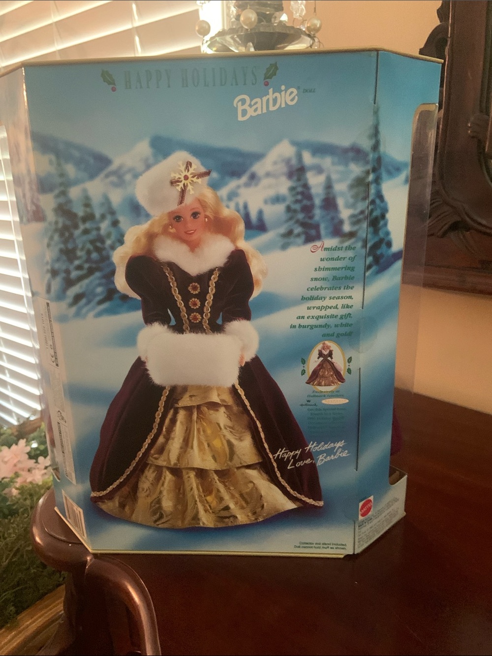 Barbie Holiday Collector Doll - Burgundy, Gold and White Trim - Picture 2 of 3